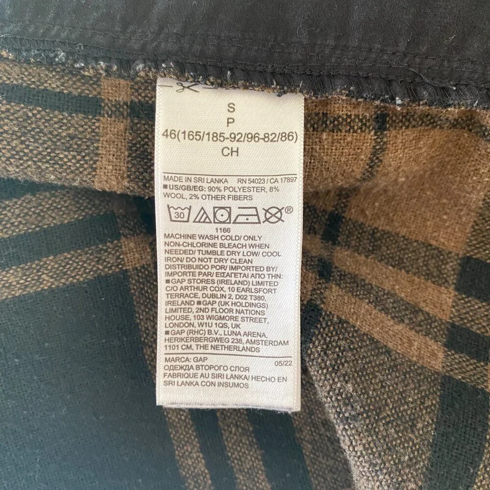 Gap women's size small brown and black collared long sleeve flannel shirt jacket